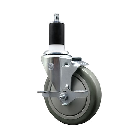Service Caster 5'' Gray Poly Swivel 1-1/2'' Expanding Stem Caster with Brake SCC-EX20S514-PPUB-TLB-112